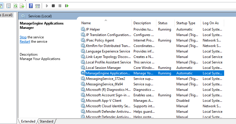 The ManageEngine build number found as a variable in a properties file under the conf folder