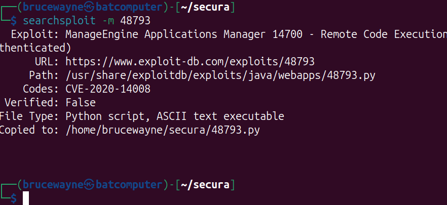 Copying the exploit into my working directory