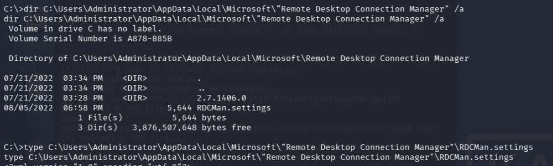 The cleartext credential profiles stored inside RDCMan.settings