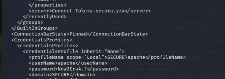 Harvested SECURE\apache domain credentials