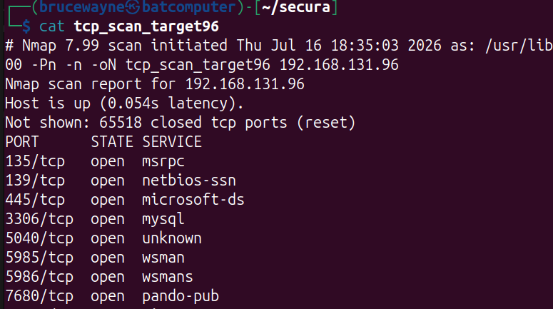 nmap results for the second host showing MySQL on port 3306