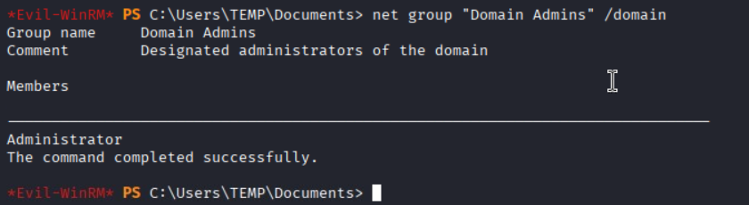 Enumerating domain accounts and confirming the Administrator account