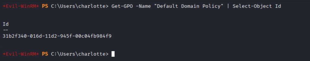 Retrieving the group object ID for the Domain Admins group