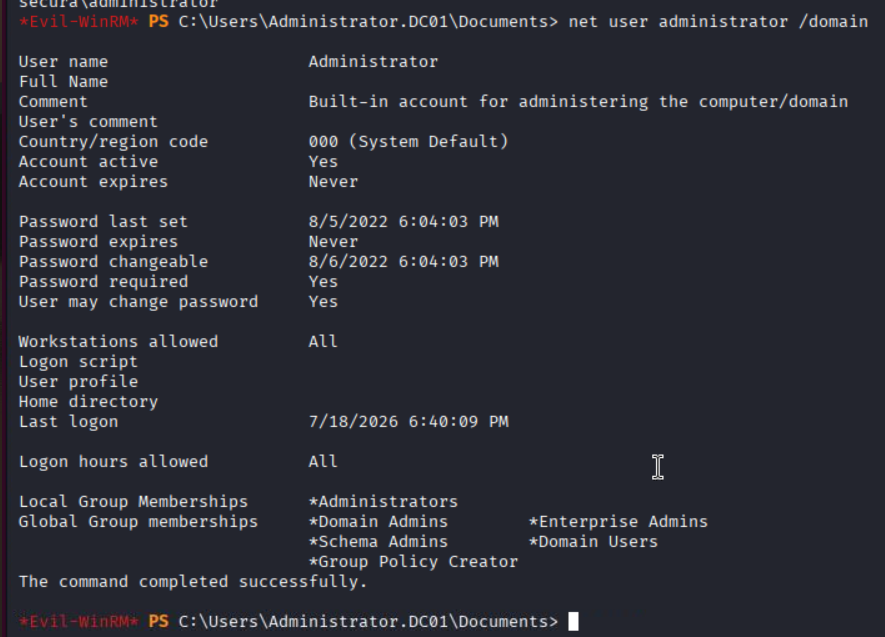 Interactive Administrator session on the domain controller